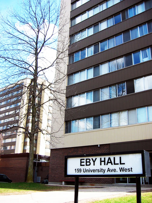 Eby Hall and a tree.