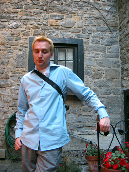 Dave standing in the courtyard of a building in Old Montreal.