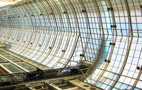 The roof of the Eaton's centre.  Sideways.