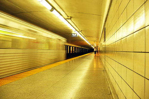 The subway in High Park station.
