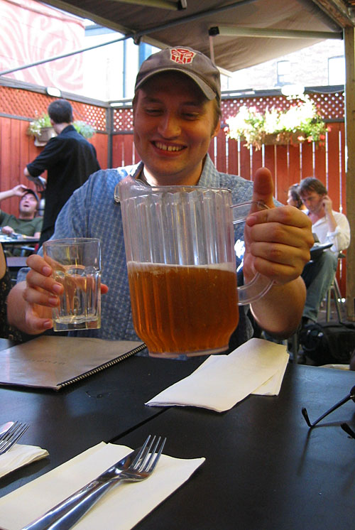 Dave pouring a pitcher of beer.