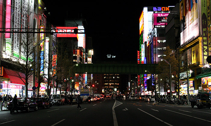 Standing in the middle of the main drag of Akihabara.