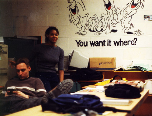 Dave and Aisha in the Yearbook office.