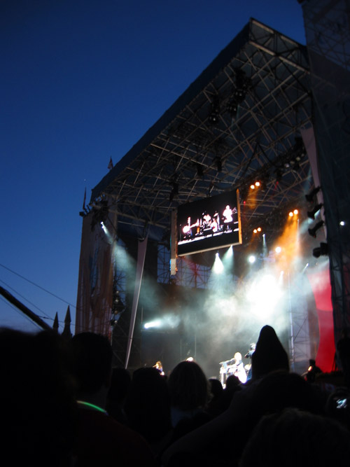 A crowd watching Tom Cochrane play on Canada Day.