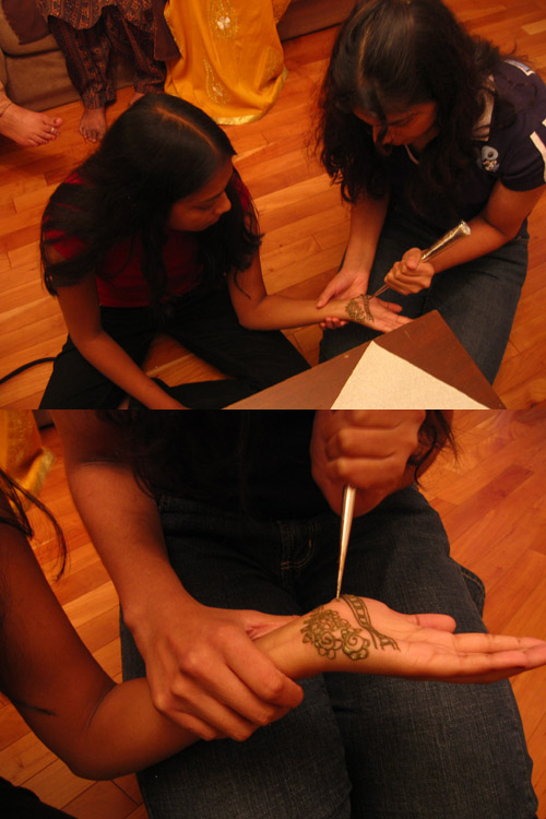 A hand covered in Henna.