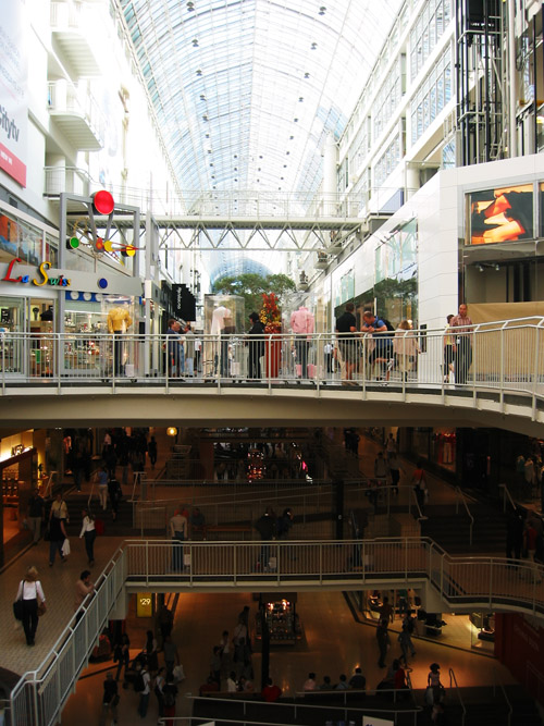 The inside of the Eaton's centre, facing forward from Sears.