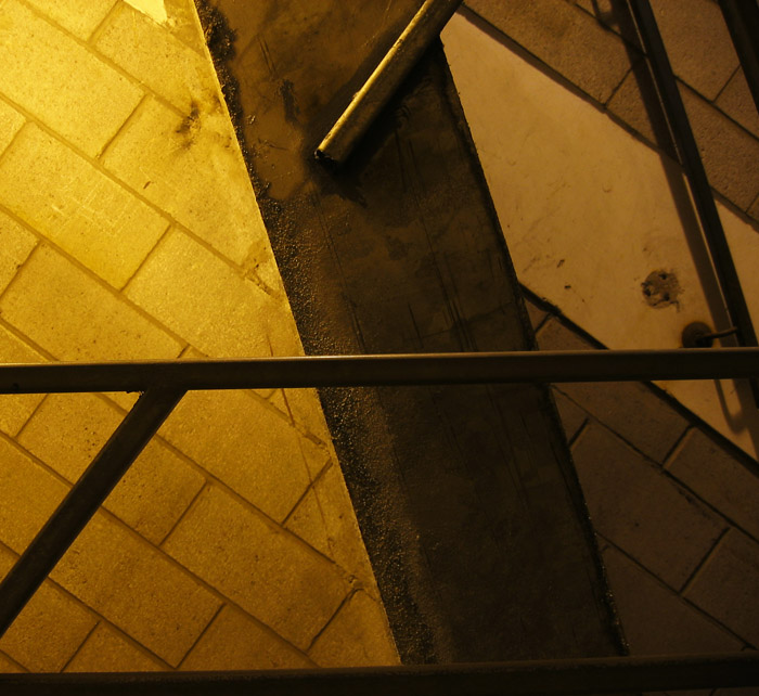A stairwell in the parking lot at Women's College hospital.