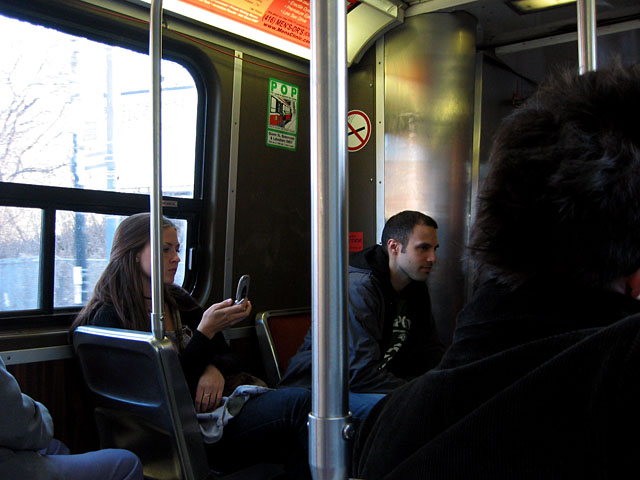 Caroline and Koray on the Queen St. Streetcar.