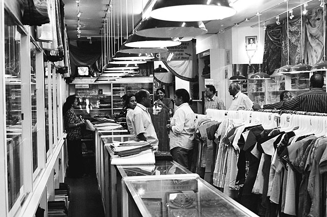 One of many sari shops in Scarborough.