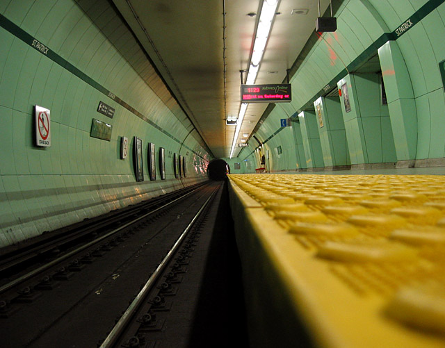 The subway platform at St. Patrick station.