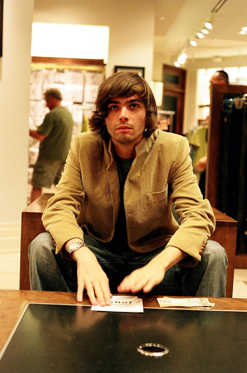 Tyler in a shoe store in Yorkville.