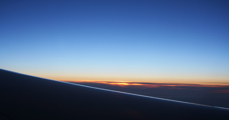 A picture of the sun setting from my air place seat.