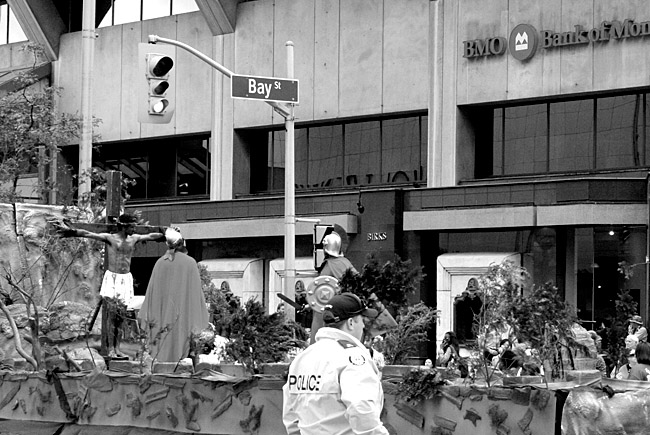 Another day, another mock-crucifiction on Bloor.