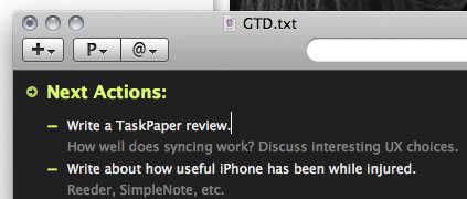 TaskPaper running on my Mac